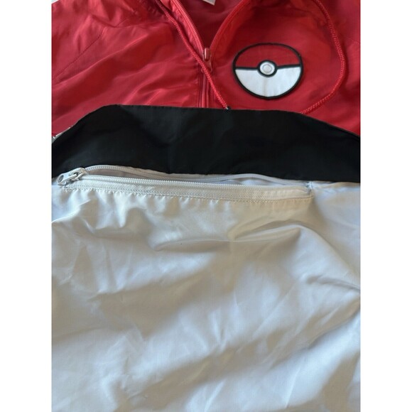 Pokémon Trainer Unisex Windbreaker Raincoat Size XXS Red White front zip pocket - Picture 7 of 9